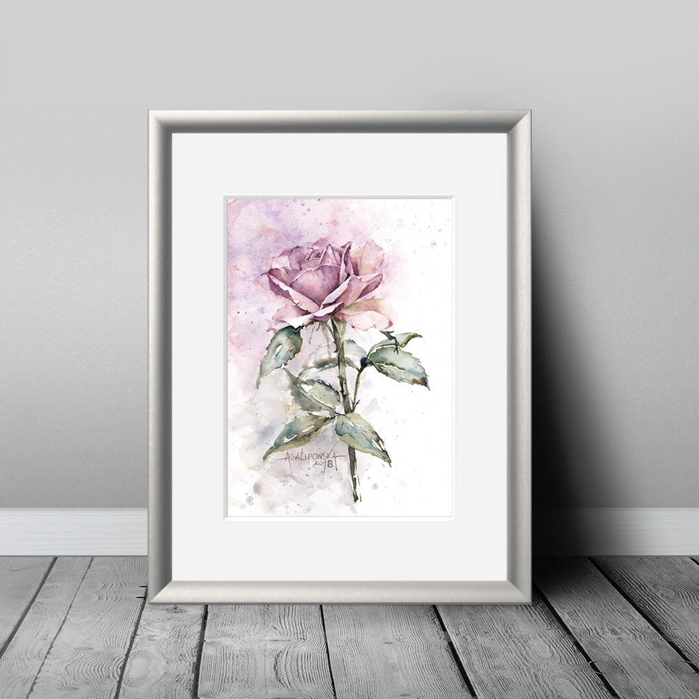 Róża - akwarela, oryginał 0380