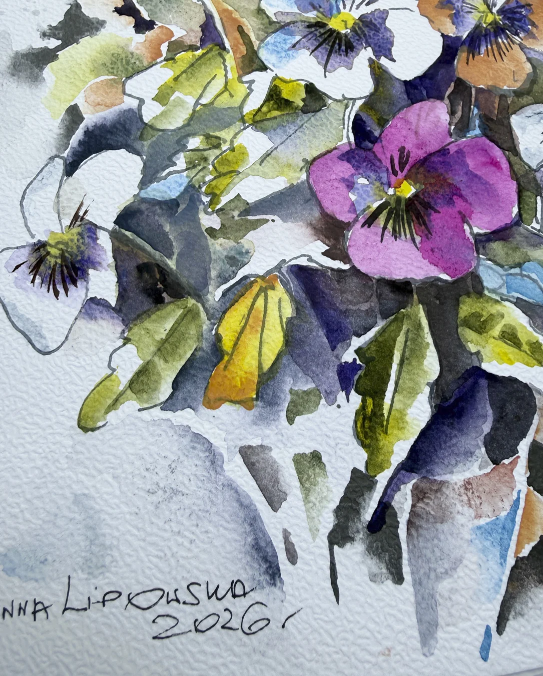 Bratki 0821 - akwarela, oryginał 21x30cm